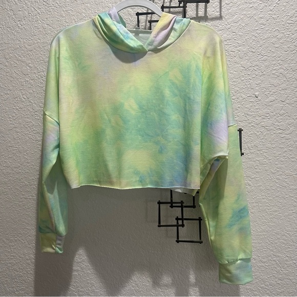 Tie Dye Crop Hoodie | Loose Fit Pullover Sweatshirt | Cozy Loungewear M NWT - Picture 4 of 6